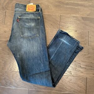 Levi’s 513 Slim Straight Fit Jeans 36x34 – Distressed Hem, Faded Wash